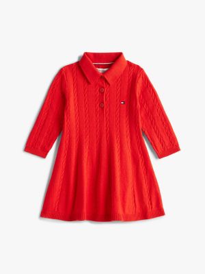 Babies' Polo Sweater Dress, Deep Crimson