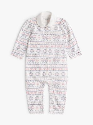 Babies' Fair Isle Logo Coverall, Ecru