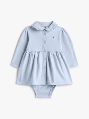 Babies' Long-Sleeve Stretch Polo Dress, Breezy Blue