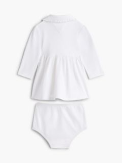 Babies' Long-Sleeve Stretch Polo Dress — Th Optic White 2