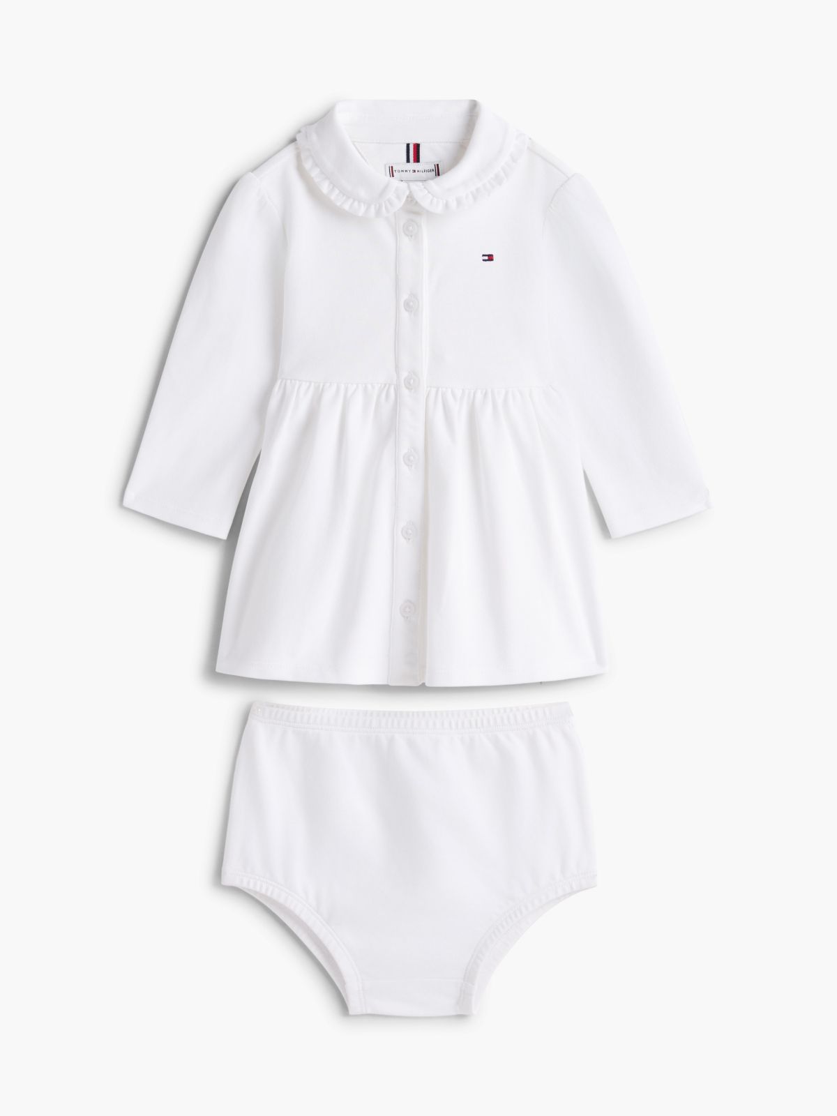 Babies' Long-Sleeve Stretch Polo Dress — Th Optic White