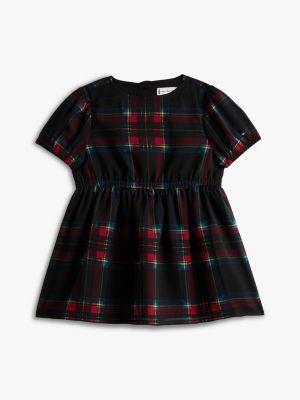 Babies' Plaid Georgette Dress, Black