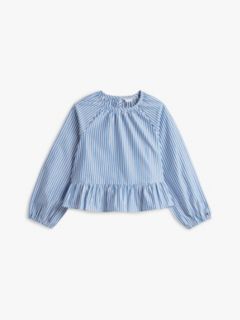 Kids' Stripe Poplin Blouse — Vibrant Indigo 5