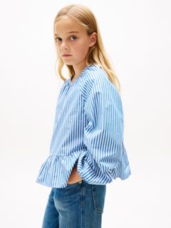 Kids' Stripe Poplin Blouse — Vibrant Indigo 2