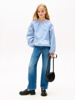 Kids' Stripe Poplin Blouse — Vibrant Indigo 3