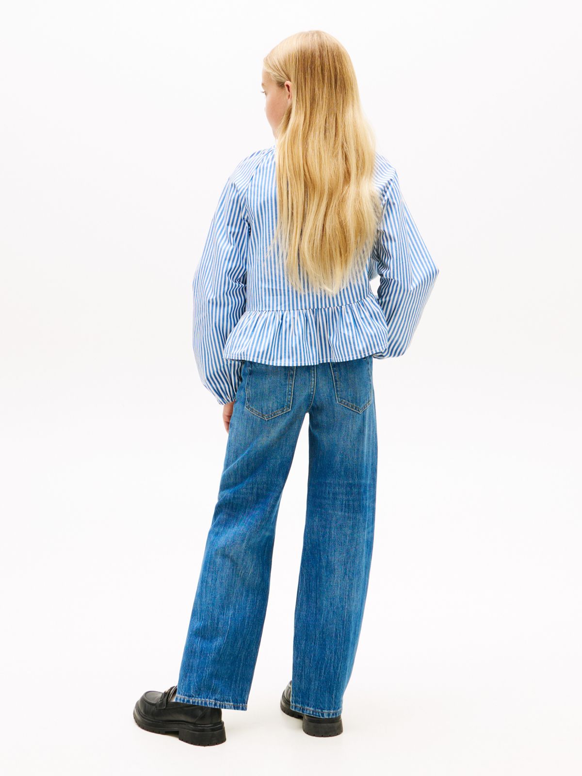 Kids' Stripe Poplin Blouse — Vibrant Indigo