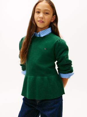 Kids' Peplum Sweater, Ornamental Green