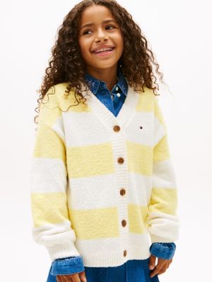 Kids' Stripe V-Neck Cardigan, Citronella