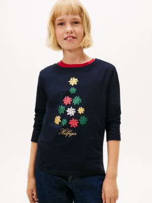 Kids' Gift Bow Logo T-Shirt, Navy