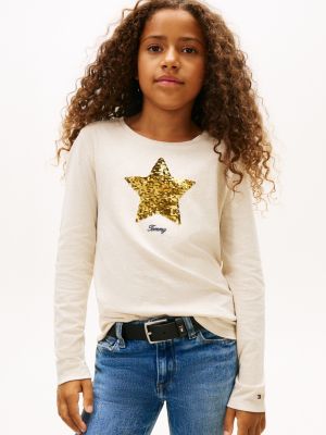 Kids' Flip Sequin Star Logo T-Shirt, Oatmeal Heather