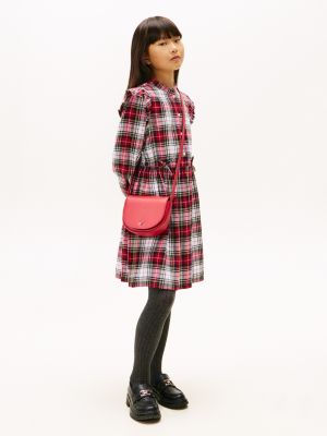 Kids' Plaid Flannel Shirtdress, Optic White