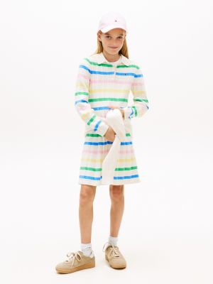 Kids' Multicolor Stripe Sweater Dress, Ivory