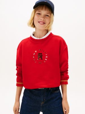 Kids' Foil Circle Logo Sweatshirt, Deep Crimson