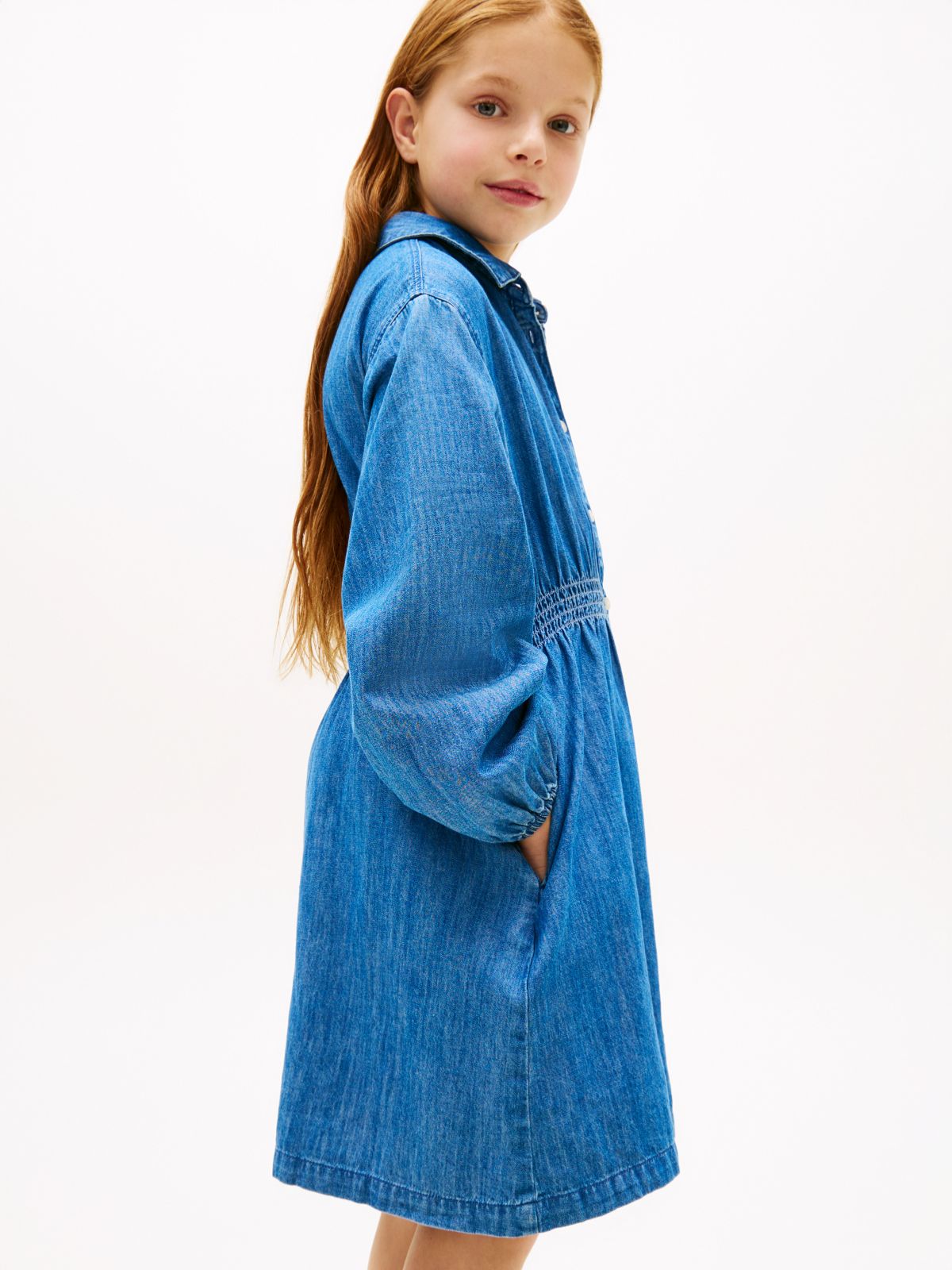 Kids' Chambray Shirtdress — Medium Wash
