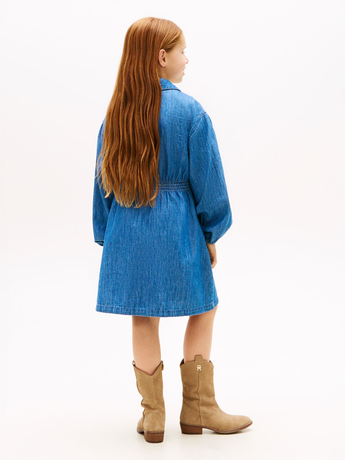 Kids' Chambray Shirtdress — Medium Wash