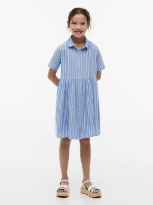Kids' Striped Cotton-Linen Blend Dress