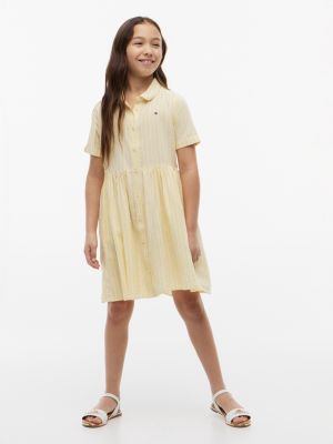 Kids' Striped Cotton-Linen Blend Dress, Citronella