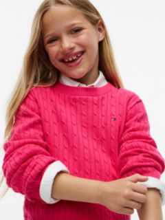 Kids' Cable Knit Sweater — Jewel Pink 3