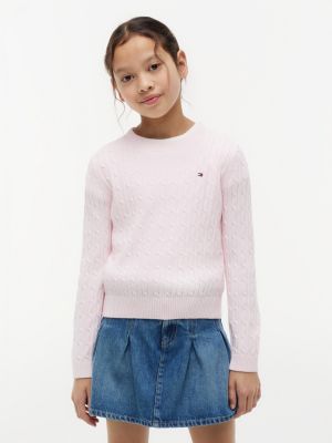 Kids' Cable Knit Sweater, Ballerina