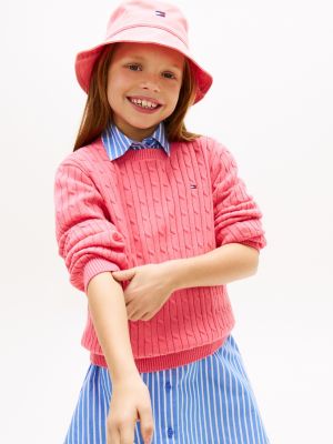 Kids' Cable Knit Sweater, Radiant Pink
