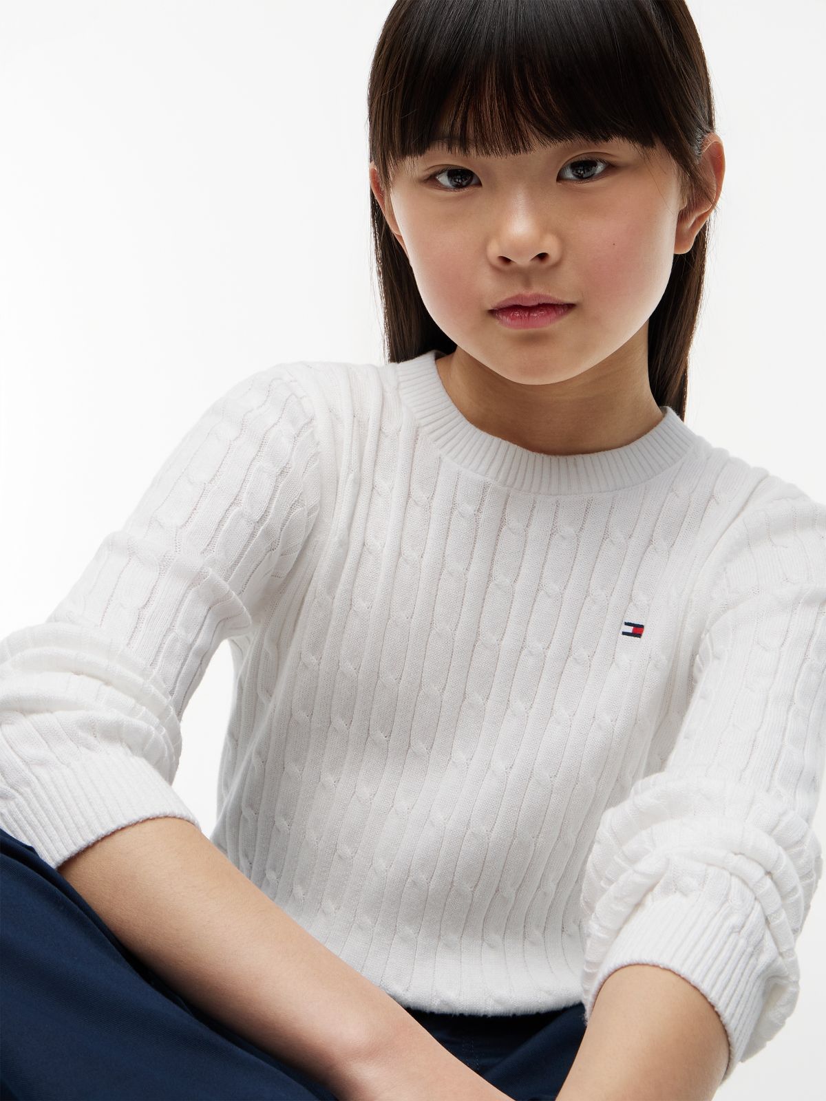 Kids' Cable Knit Sweater — Ecru