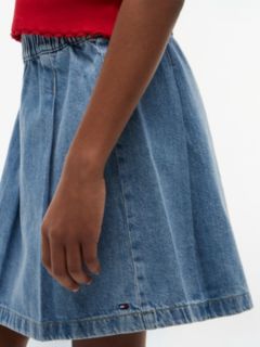 Kids' Pleated Denim Skirt — Light Med Wash 3