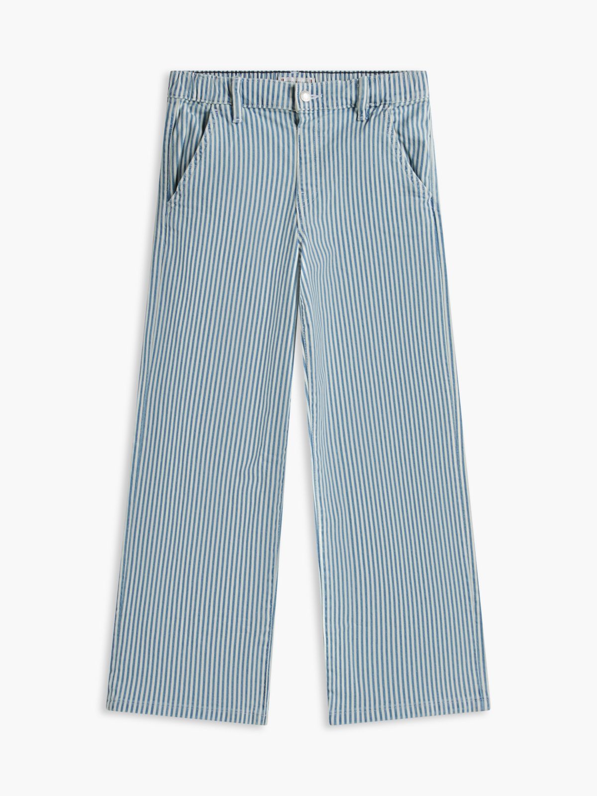 Kids' Striped Pull-On Wide Leg Jean — Ecru / Blue Stripe