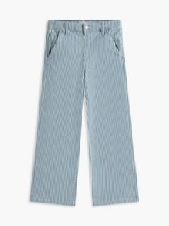 Kids' Striped Pull-On Wide Leg Jean — Ecru / Blue Stripe 5