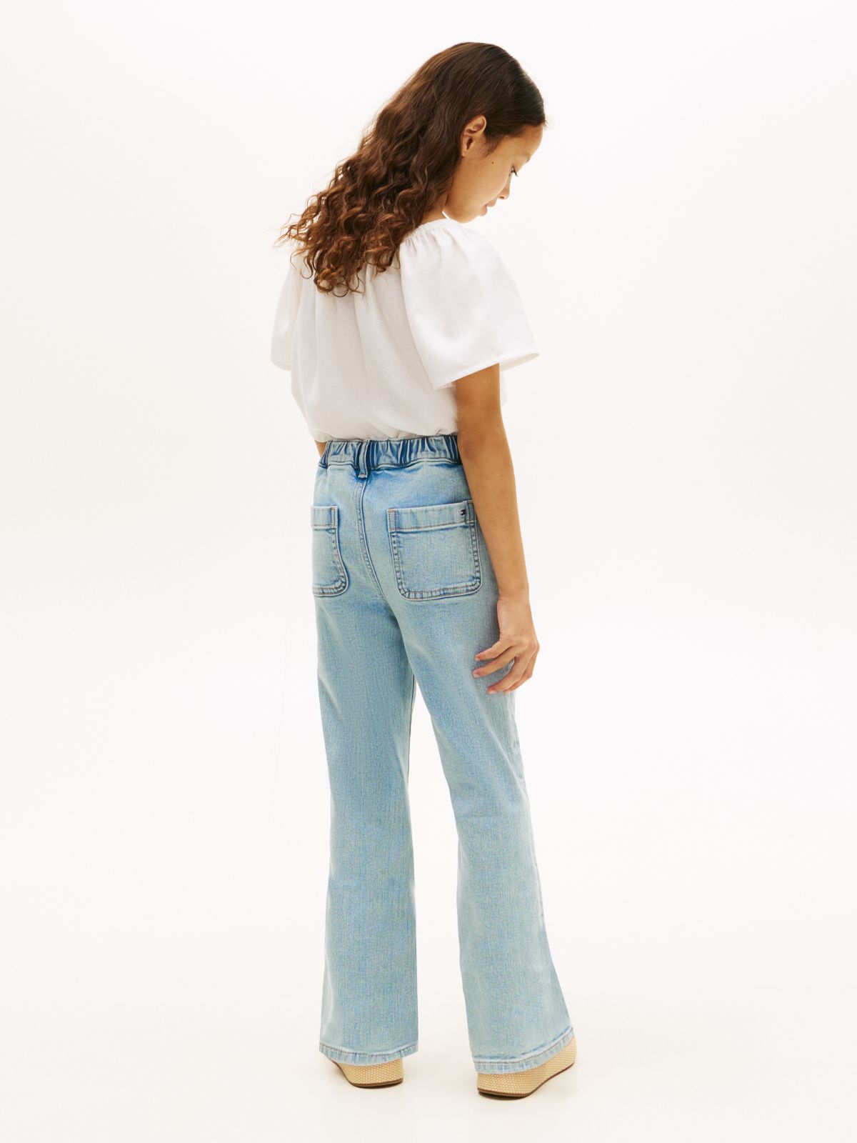 Kids' Patch Pocket Pull-On Flare Jean — Light Med Wash