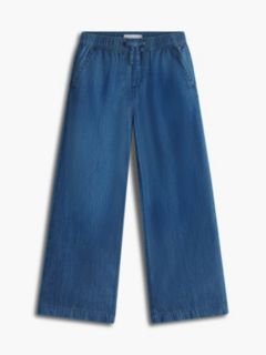 Kids' Chambray Wide Leg Pull-On Pant — Medium Wash 6