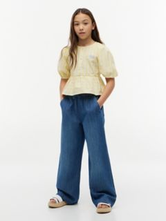 Kids' Chambray Wide Leg Pull-On Pant — Medium Wash 2