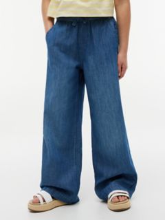 Kids' Chambray Wide Leg Pull-On Pant — Medium Wash 1