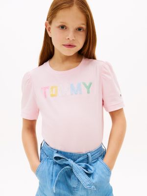 Kids' Color Logo Puff-Sleeve T-Shirt, Ballerina