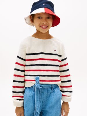 Kids' Nautical Stripe Sweater, Ivory silk