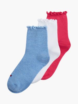 Kids' Lettuce-Trim Mini Trouser Sock 3-Pack, Jewel Pink / Multi