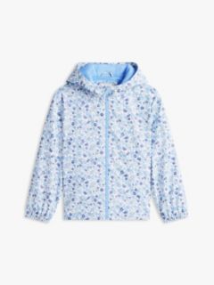 Kids' Floral Print Hooded Rain Jacket — Vessel Blue 5