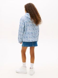 Kids' Floral Print Hooded Rain Jacket — Vessel Blue 4