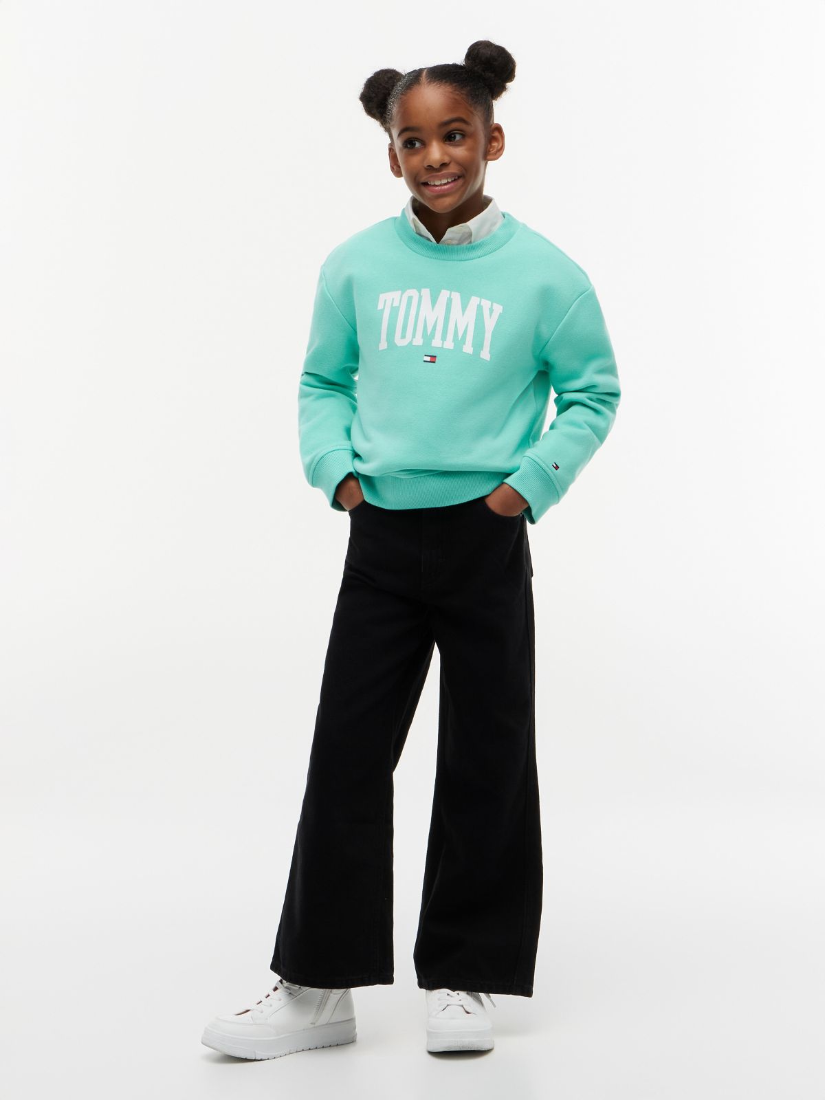 Kids' Tommy Logo Sweatshirt — Light Jade Green