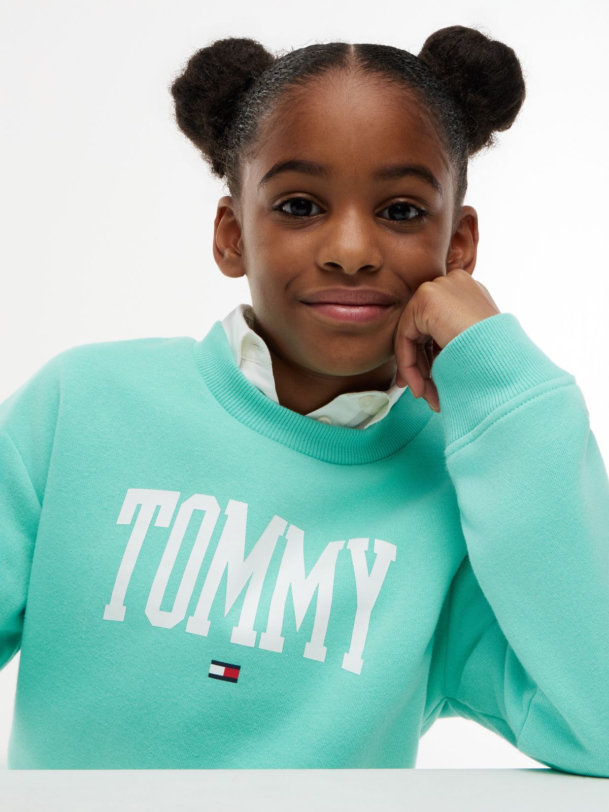 Kids' Tommy Logo Sweatshirt — Light Jade Green