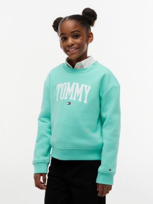 Kids' Tommy Logo Sweatshirt, Light Jade Green