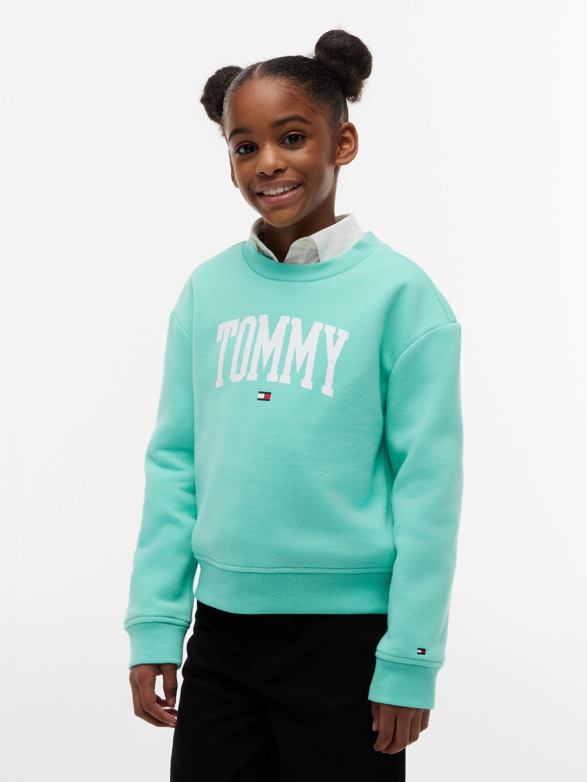 Kids' Tommy Logo Sweatshirt — Light Jade Green