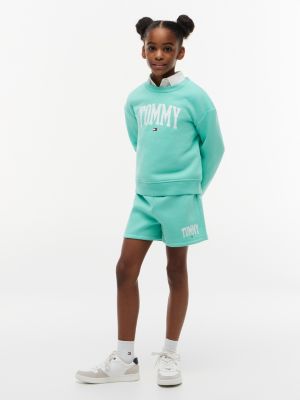 Kids' Tommy Logo Sweatshort, Light Jade Green