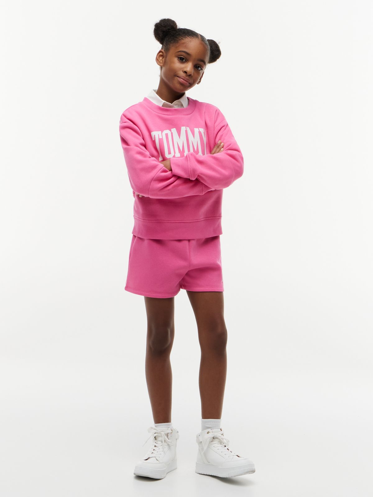 Kids' Tommy Logo Sweatshort — Radiant Pink