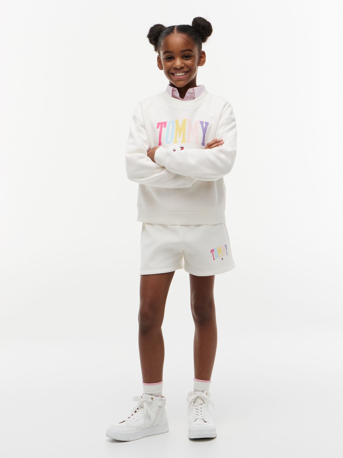 Kids' Tommy Logo Sweatshort — Ivory Silk