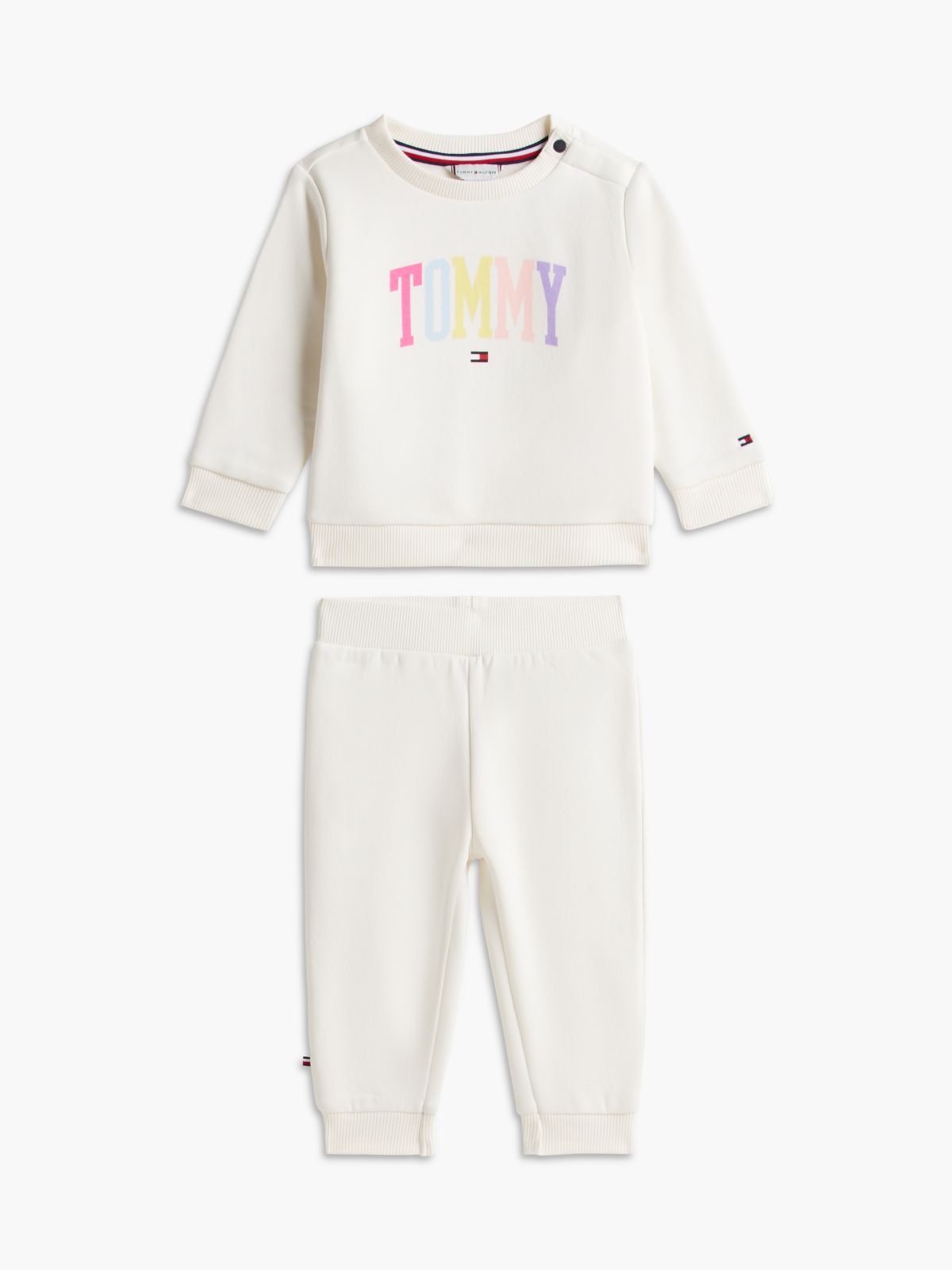 Babies' Tommy Logo Sweatshirt & Pant Set — Ivory Silk
