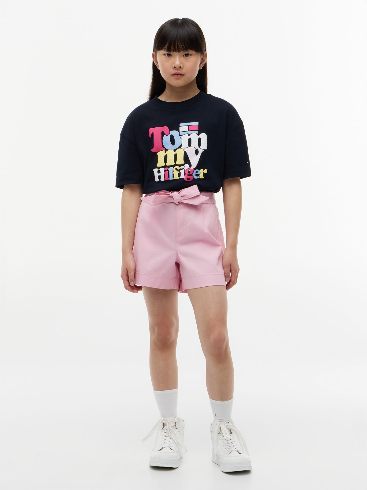 Kids' Belted Stretch Pull-On Short — Classic Pink