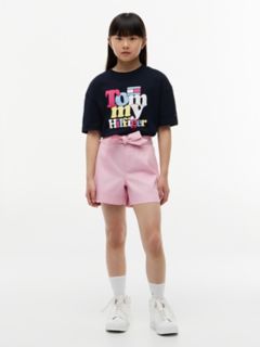 Kids' Belted Stretch Pull-On Short — Classic Pink 2