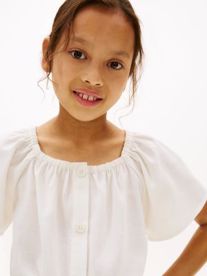 Детские топы Tommy Hilfiger Kids' Puff-Sleeve Top — фото 3