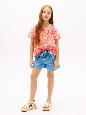 Детские топы Tommy Hilfiger Kids' Tropical Print Puff-Sleeve Top — фото 2