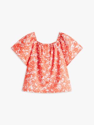 Детские топы Tommy Hilfiger Kids' Tropical Print Puff-Sleeve Top — фото 5